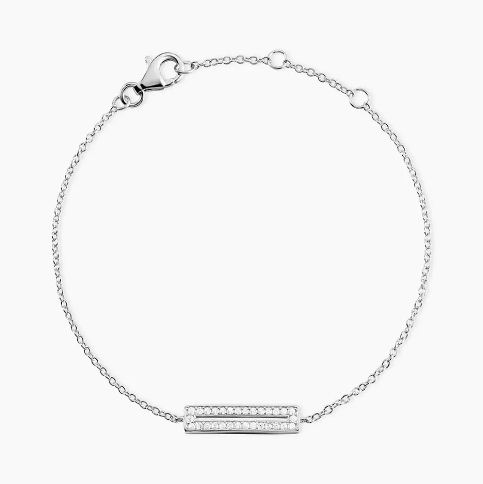 Bracelet Argent Blanc Damiette Oxyde De Zirconium
