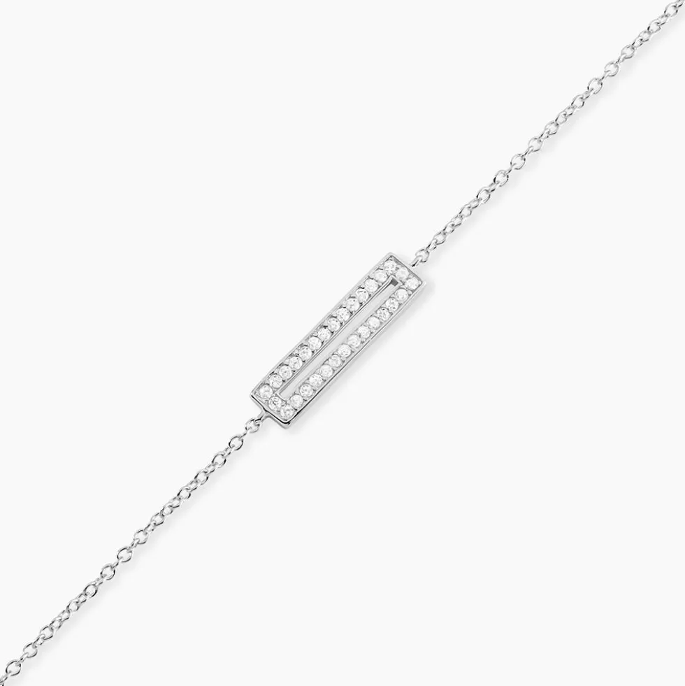 Bracelet Argent Blanc Damiette Oxyde De Zirconium