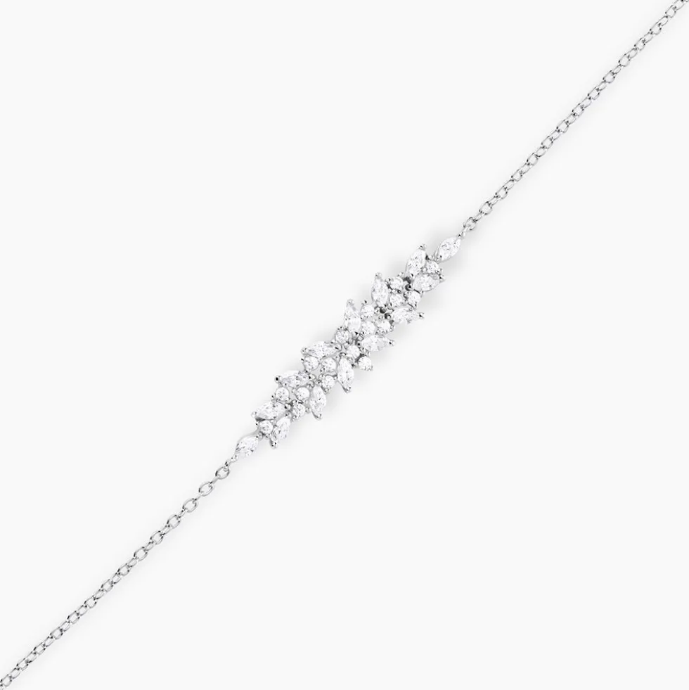 Bracelet Argent Blanc Precieux Flocon Oxyde De Zirconium