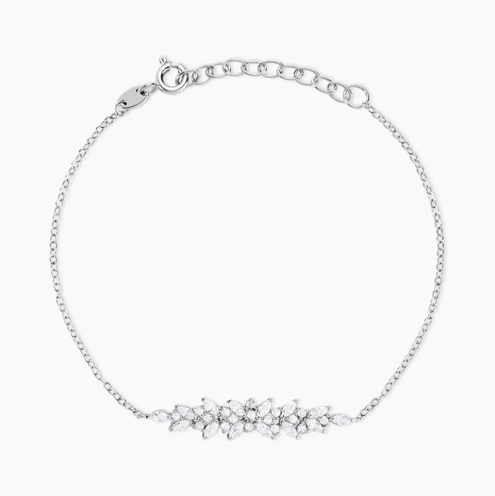 Bracelet Argent Blanc Precieux Flocon Oxyde De Zirconium