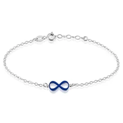 Bracelet Argent Lamier Email Bleu
