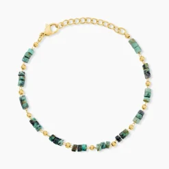 Bracelet Athena Acier Doré Jaspe Africain