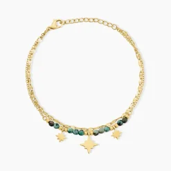 Bracelet Athena Acier Doré Jaspe Africain