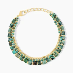 Bracelet Athena Acier Doré Jaspe Africain