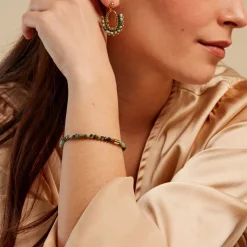 Bracelet Athena Acier Doré Jaspe Africain