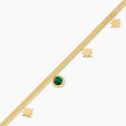 Bracelet Athena Acier Doré Malachite