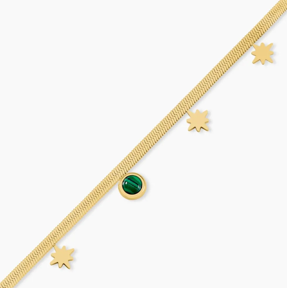 Bracelet Athena Acier Doré Malachite