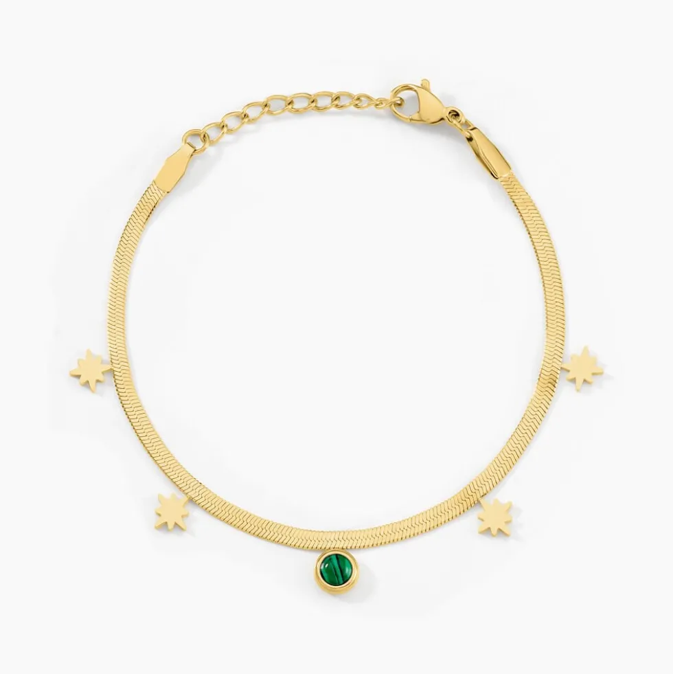 Bracelet Athena Acier Doré Malachite