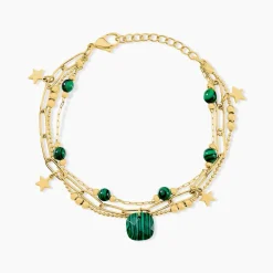 Bracelet Athena Acier Doré Malachite