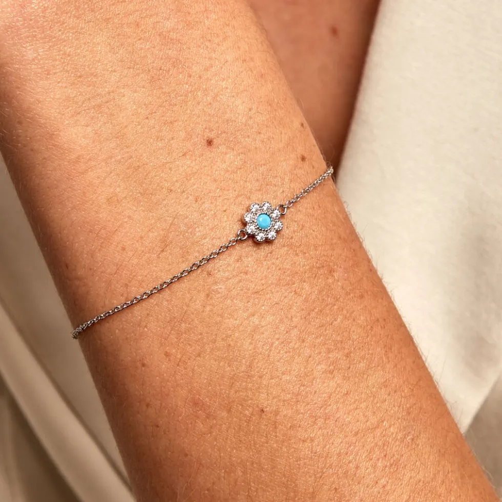 Bracelet Aurel Argent Blanc Turquoise Oxyde De Zirconium