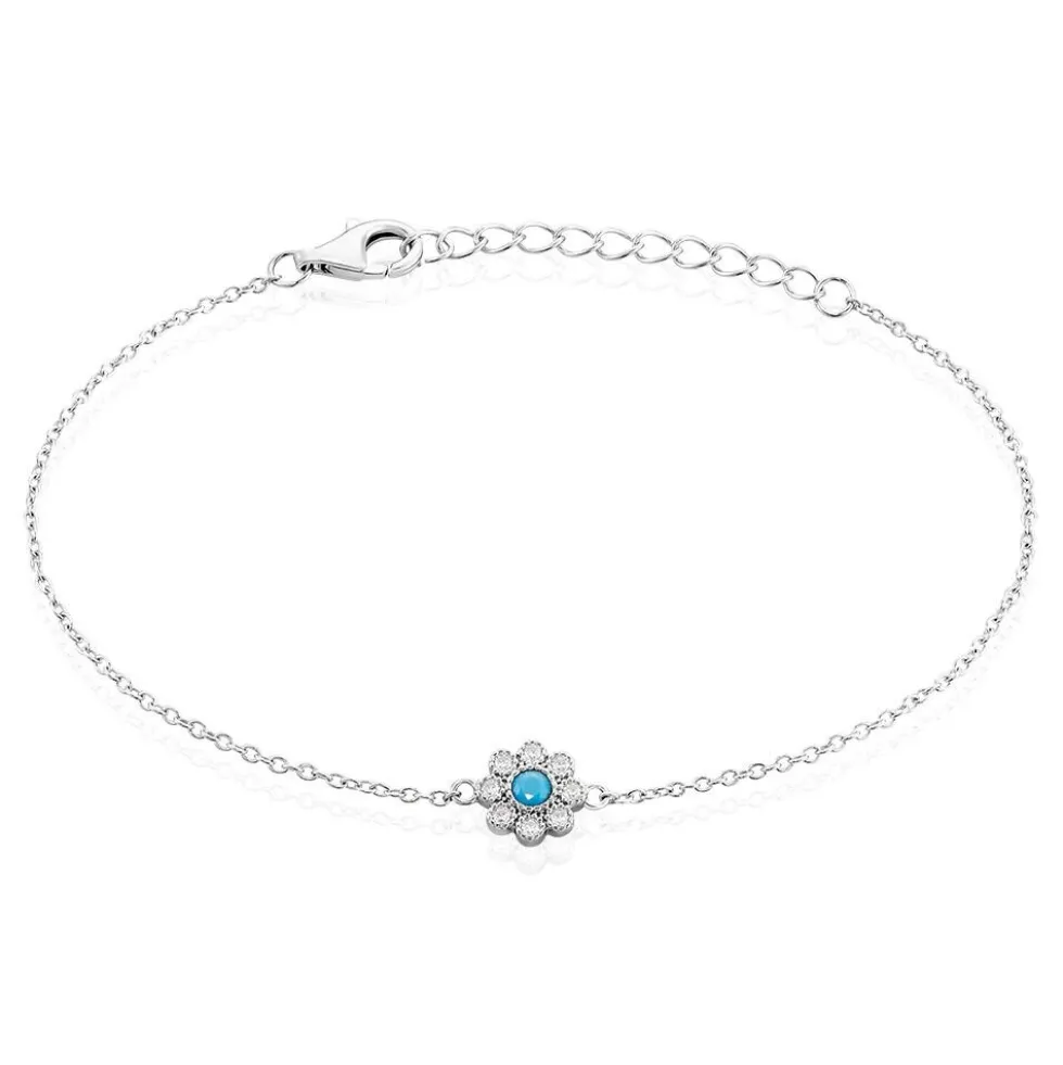 Bracelet Aurel Argent Blanc Turquoise Oxyde De Zirconium