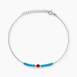 Bracelet Behati Argent Blanc Corail Turquoise