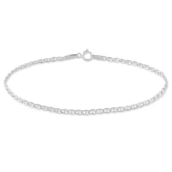 Bracelet Capucin Or Blanc Maille Marine Plate