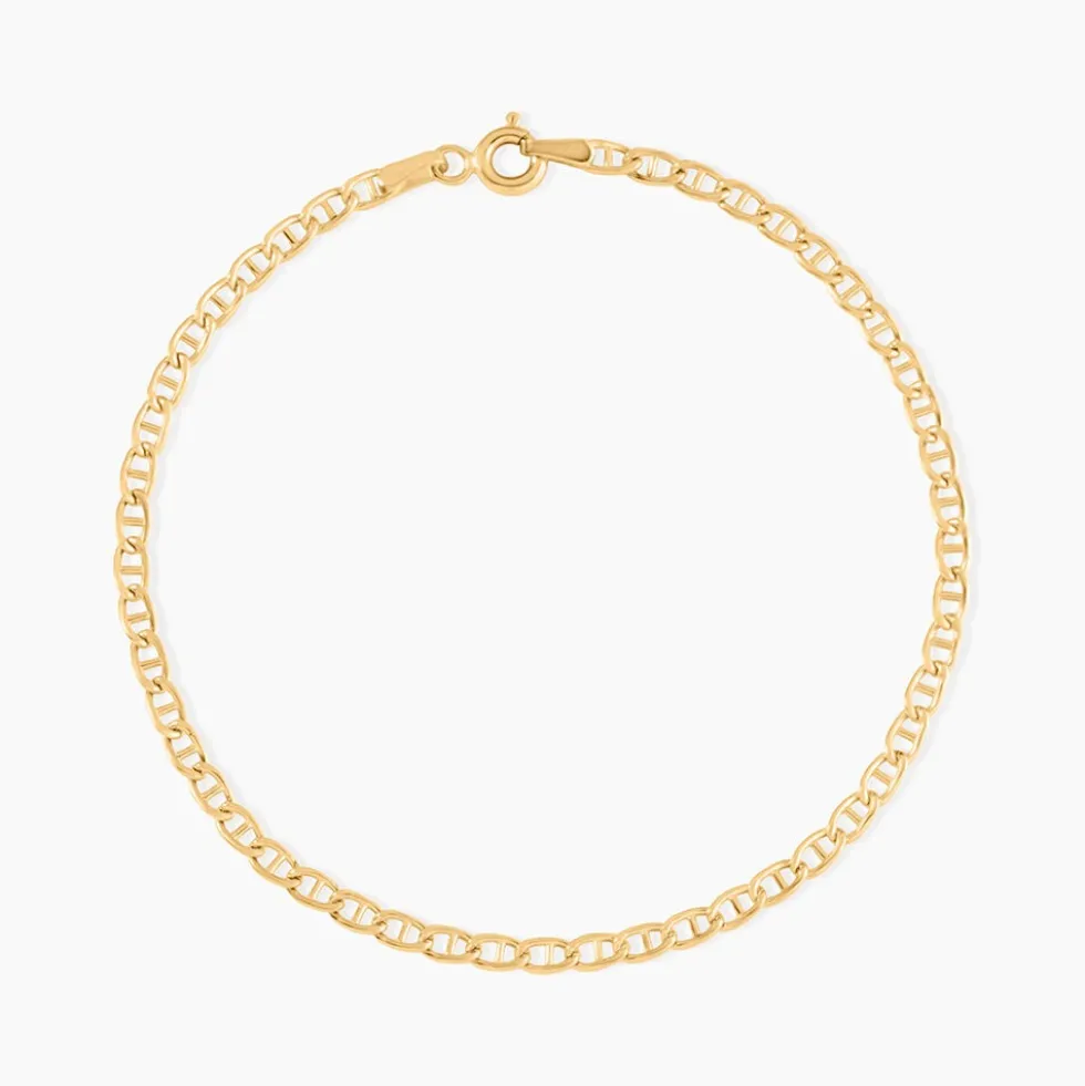 Bracelet Capucin Or Jaune Maille Marine Plate