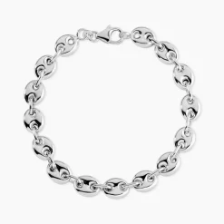Bracelet Carrus Maille Grain De Cafe Argent Blanc