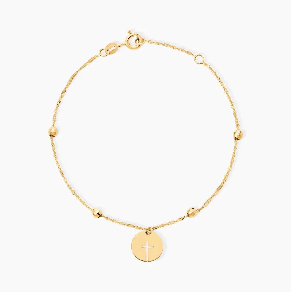 Bracelet Cobeia Croix Maille Forçat Or Jaune