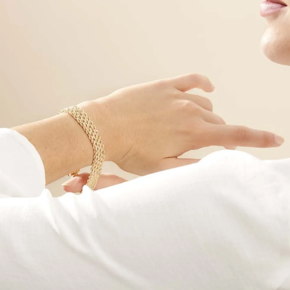 Bracelet Cordelia Maille Corde 4 Rangs Or Jaune