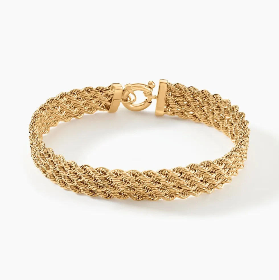 Bracelet Cordelia Maille Corde 4 Rangs Or Jaune