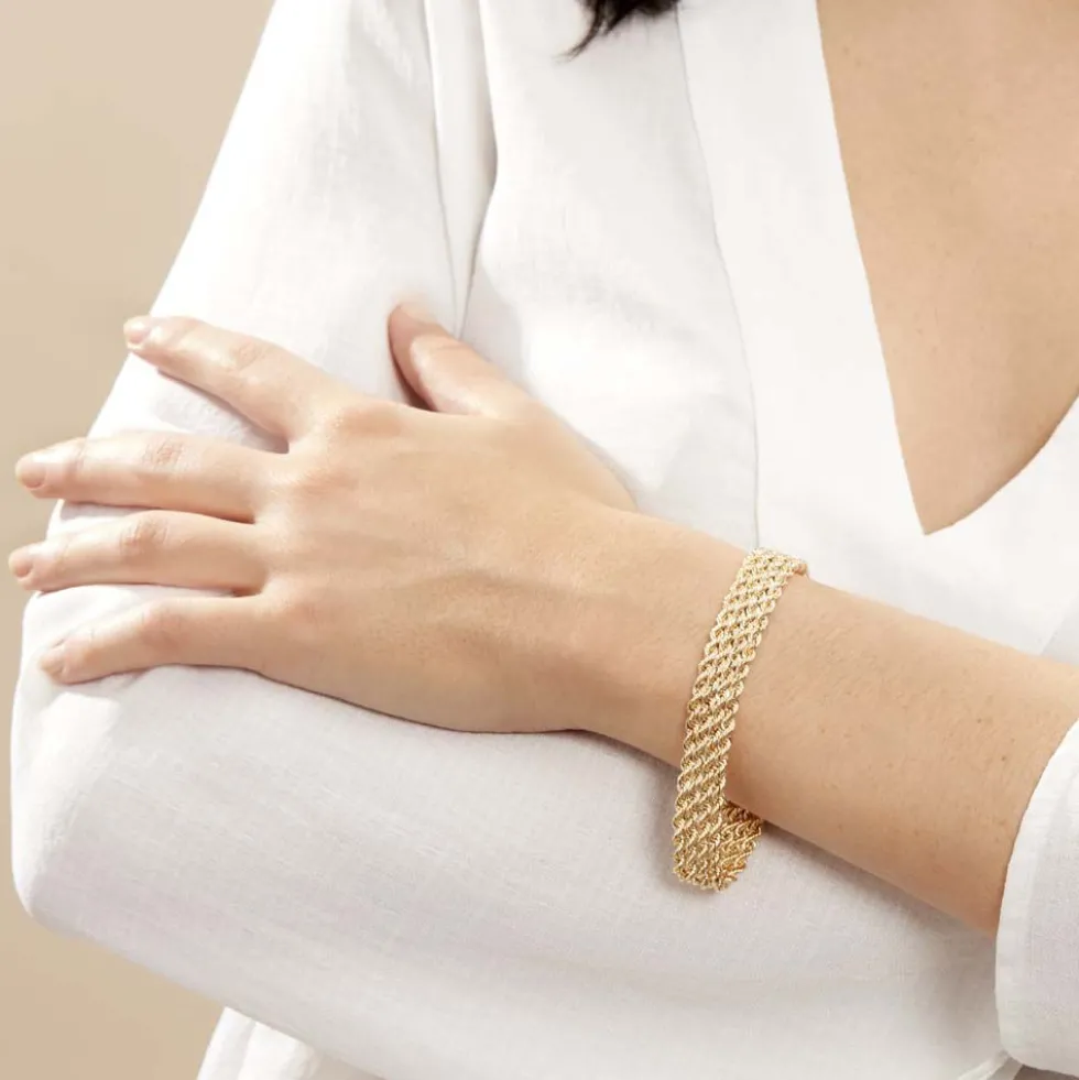 Bracelet Cordelia Maille Corde 4 Rangs Or Jaune