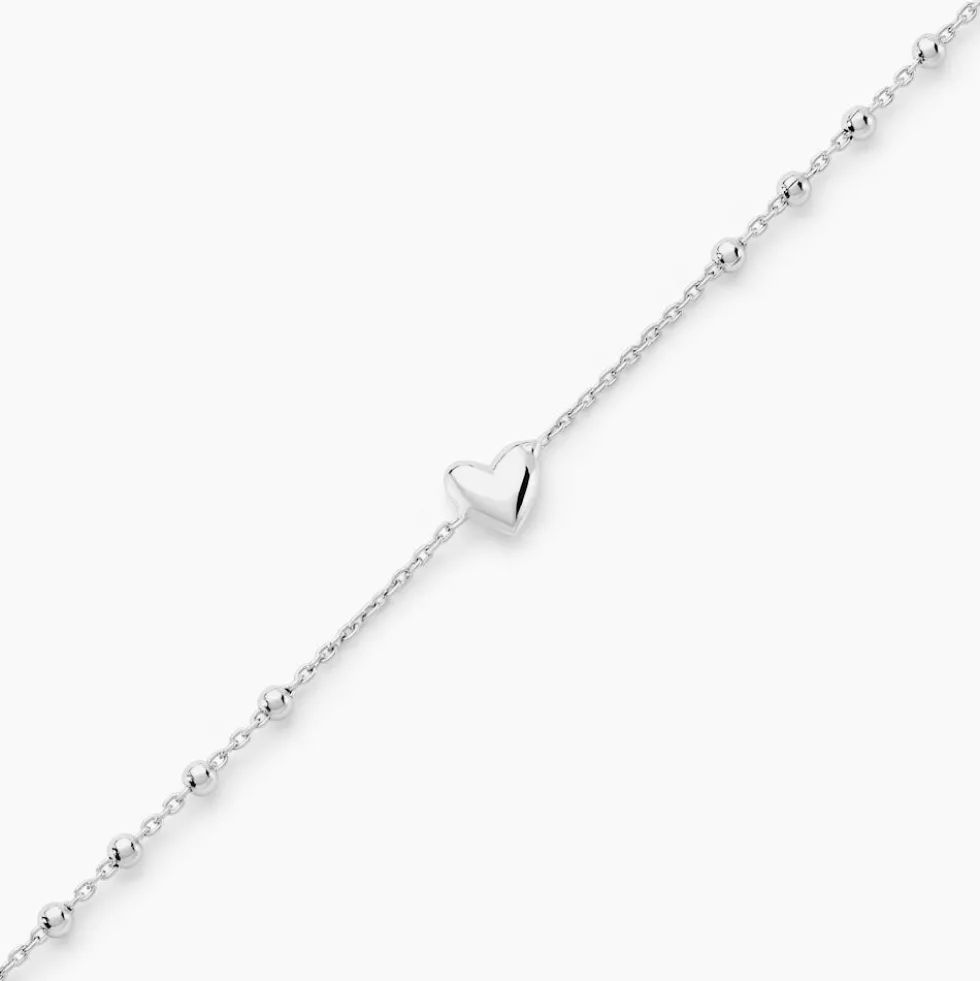Bracelet Cœur D'amour Argent Blanc