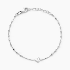 Bracelet Cœur D'amour Argent Blanc