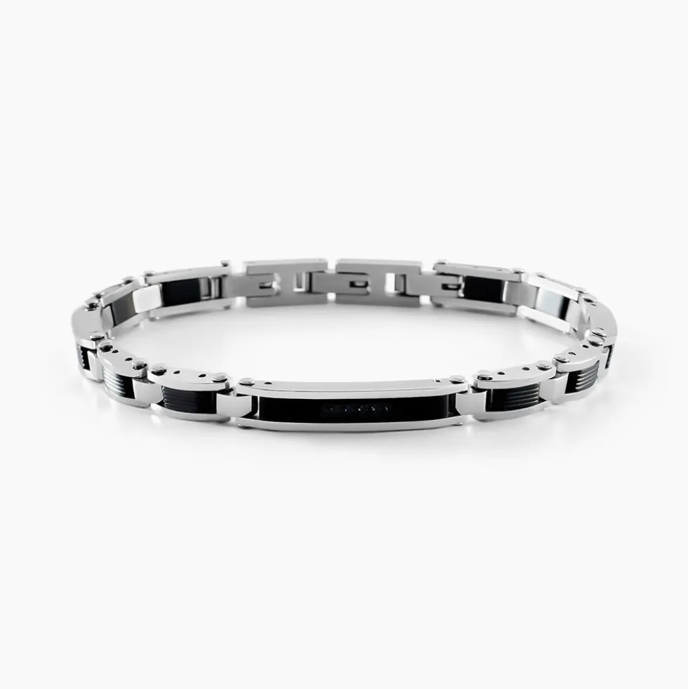 Bracelet Dax Acier Bicolore Oxyde De Zirconium