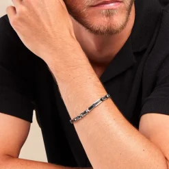 Bracelet Dax Acier Bicolore Oxyde De Zirconium