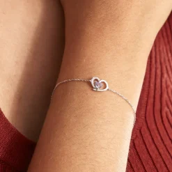Bracelet Eliana Or Blanc Amethyste Et Oxyde De Zirconium