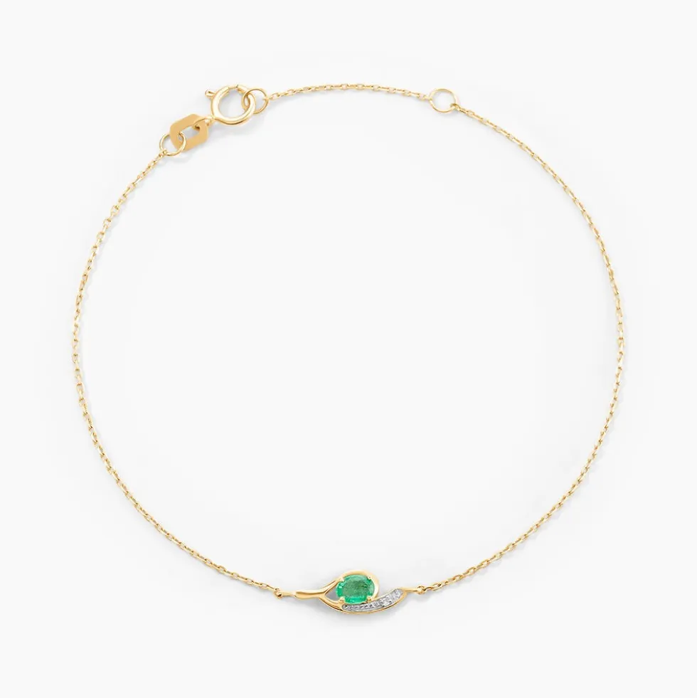 Bracelet Emotion Or Jaune Emeraude Diamant