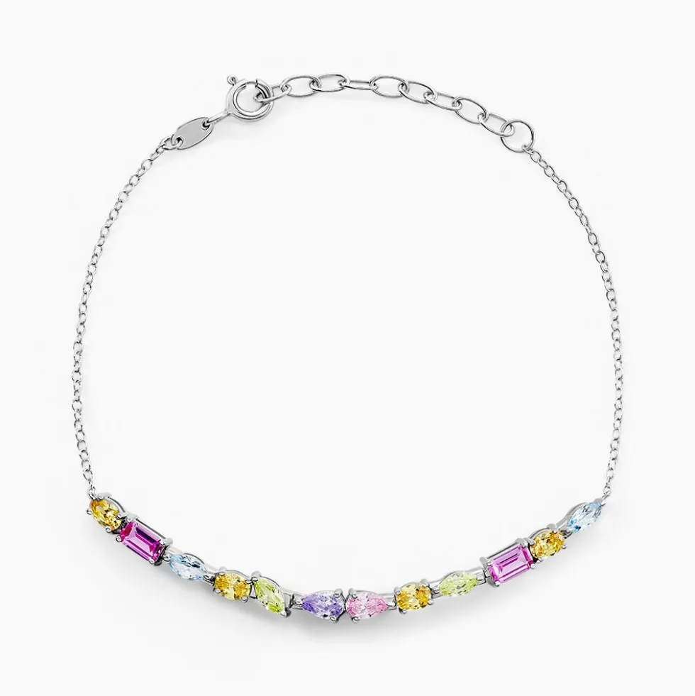 Bracelet Evasion Argent Blanc Pierre De Synthese Oxyde De Zirconium