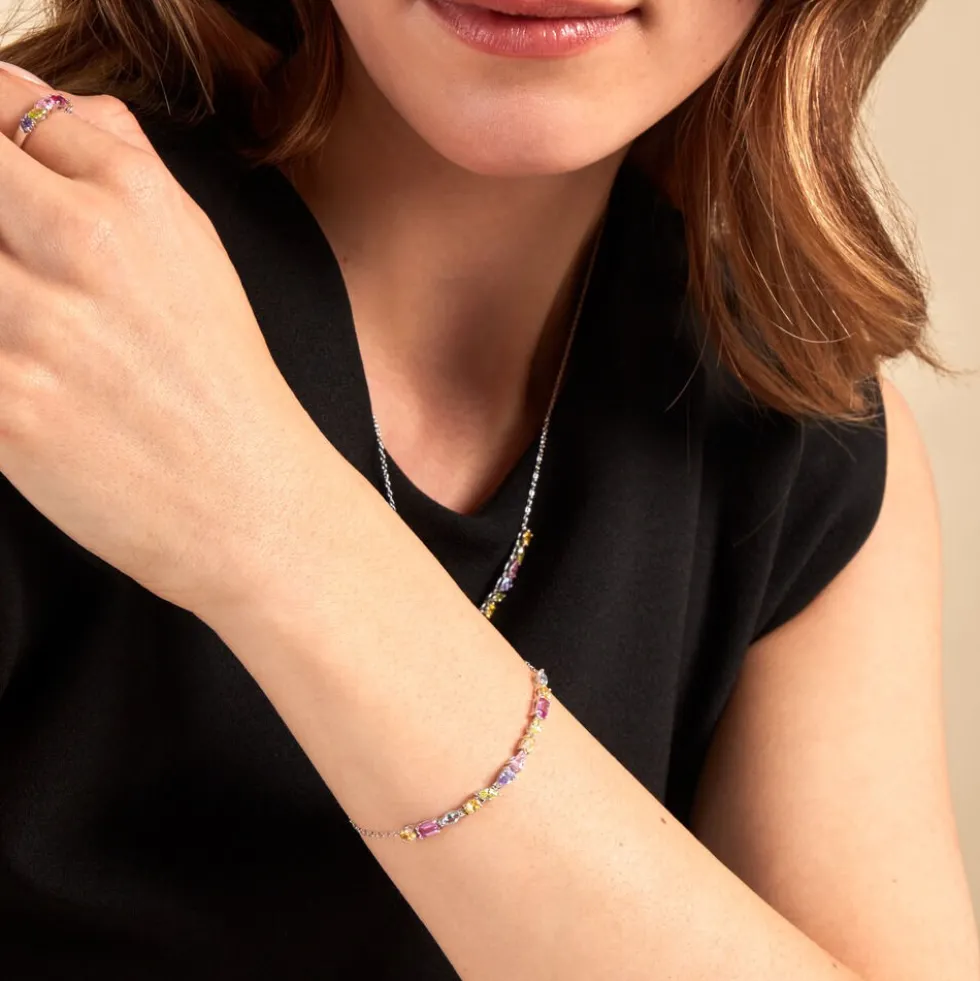 Bracelet Evasion Argent Blanc Pierre De Synthese Oxyde De Zirconium