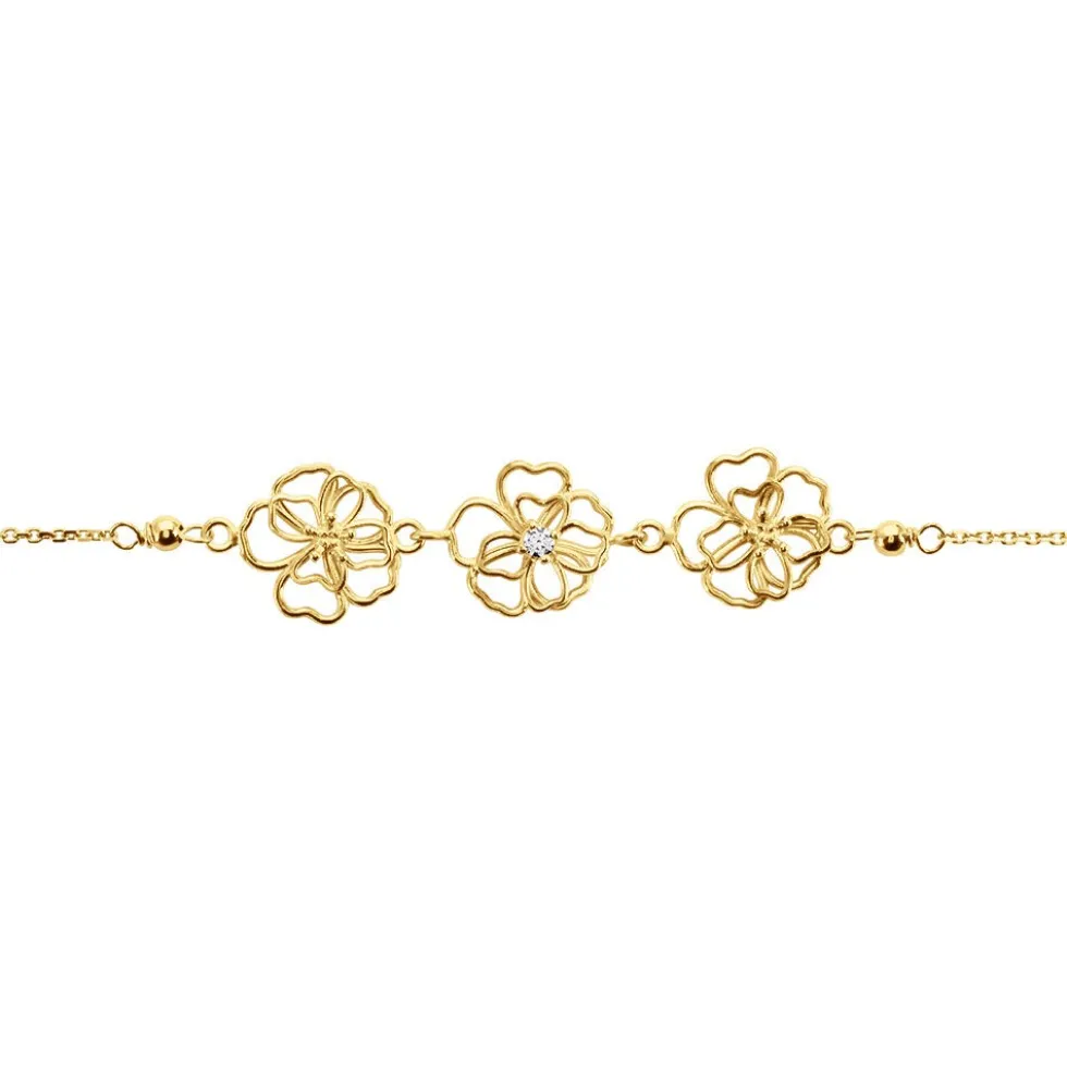 Bracelet Floraison Dorée Or Jaune Oxyde De Zirconium