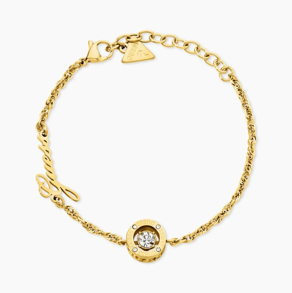 Bracelet Guess Solitaire Acier Jaune Oxyde De Zirconium