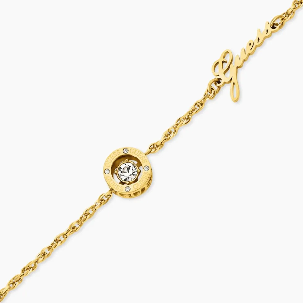 Bracelet Guess Solitaire Acier Jaune Oxyde De Zirconium