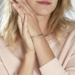 Bracelet Identité Caroline Maille Grain De Cafe Argent Blanc