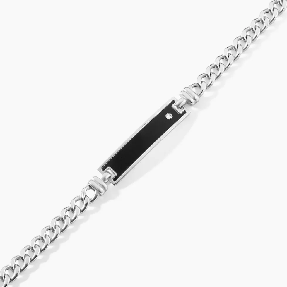Bracelet Identite Argent Blanc Ilias Oxyde De Zirconium