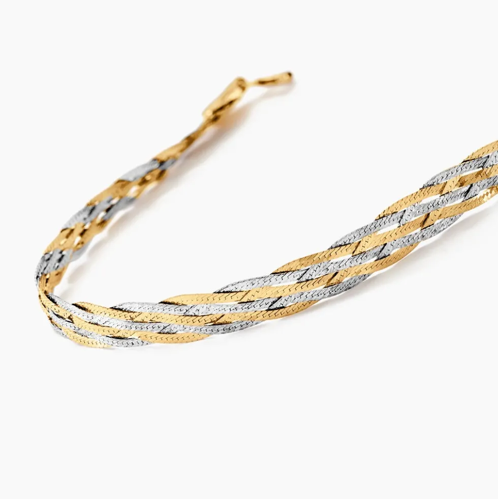 Bracelet Jasmin Tresse Or Bicolore