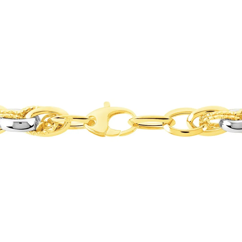 Bracelet Joice Maille Alternée Et Godronne Or Bicolore