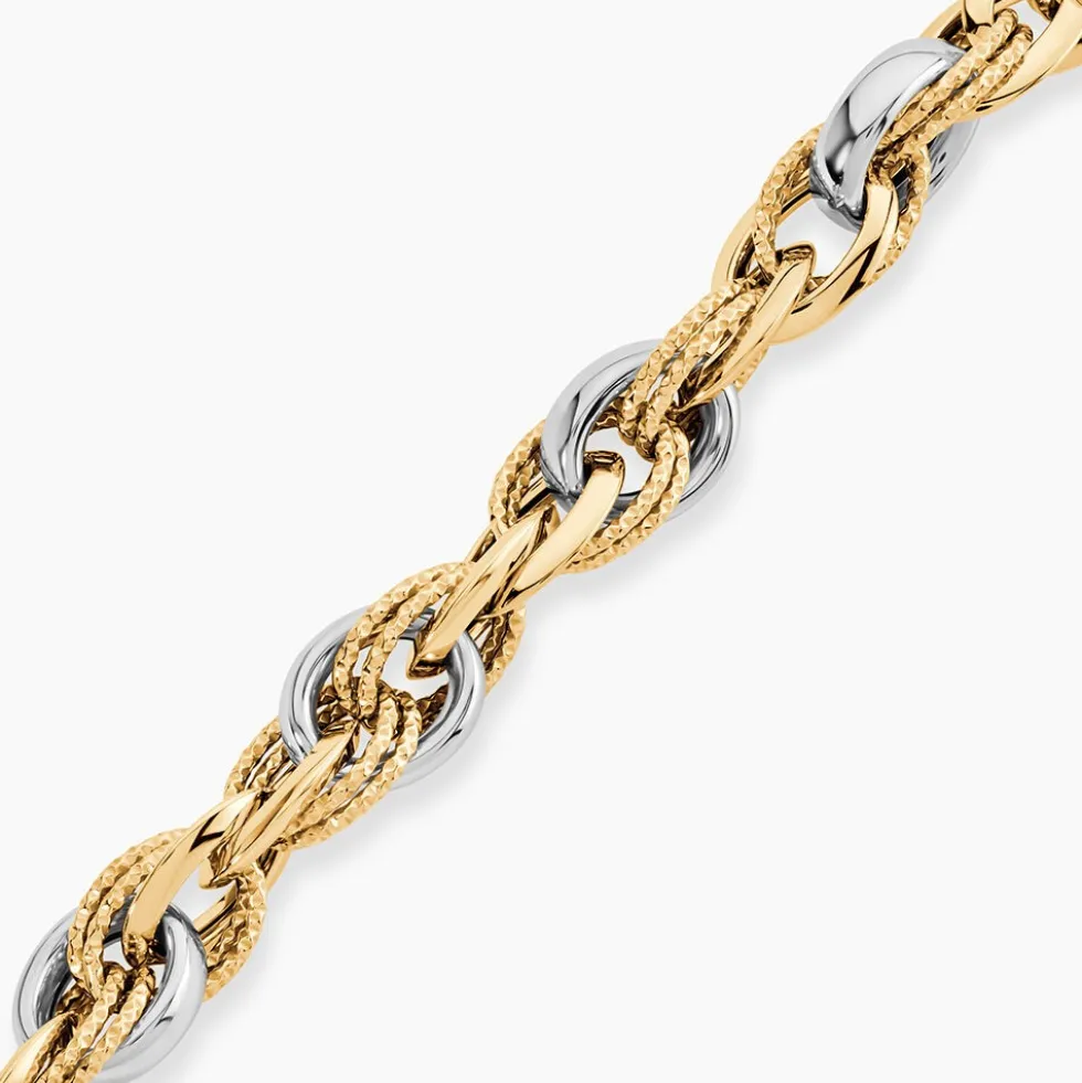 Bracelet Joice Maille Alternée Et Godronne Or Bicolore