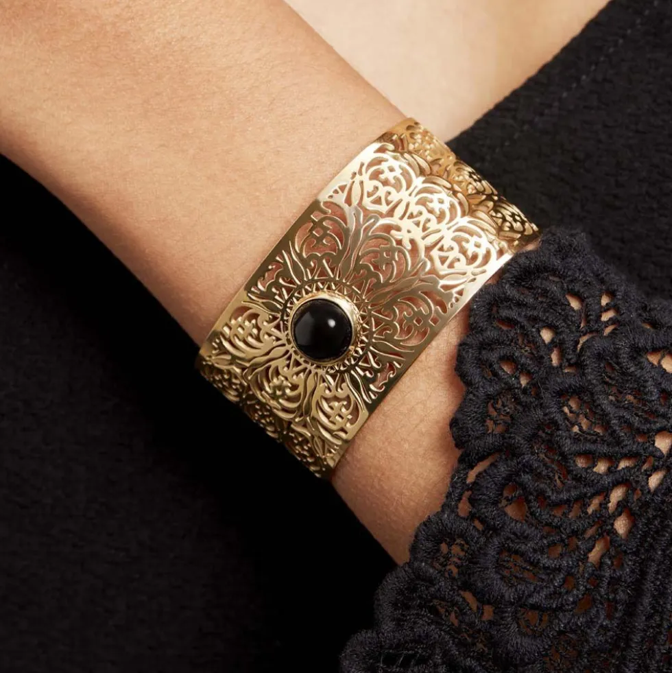 Bracelet Jonc Acier Doré Maurits Agate