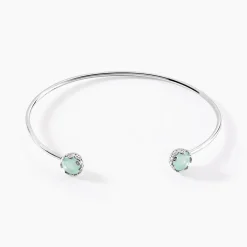 Bracelet Jonc Allyn Argent Blanc Verre