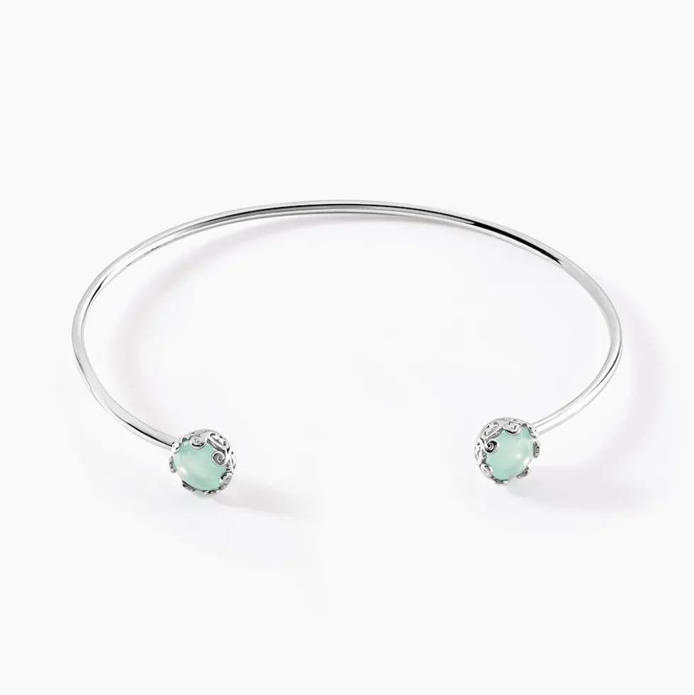 Bracelet Jonc Allyn Argent Blanc Verre