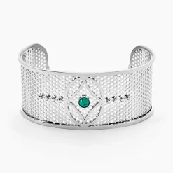 Bracelet Jonc Audreanne Acier Blanc Pierre De Synthese