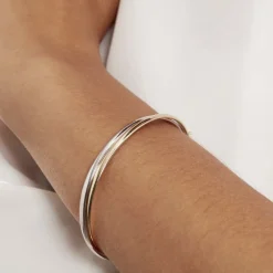 Bracelet Jonc Catalin 2 Fils Flexibles Or Bicolore