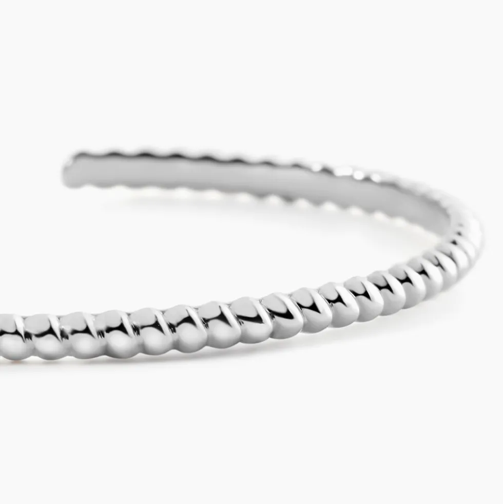 Bracelet Jonc Croissant Argent Blanc