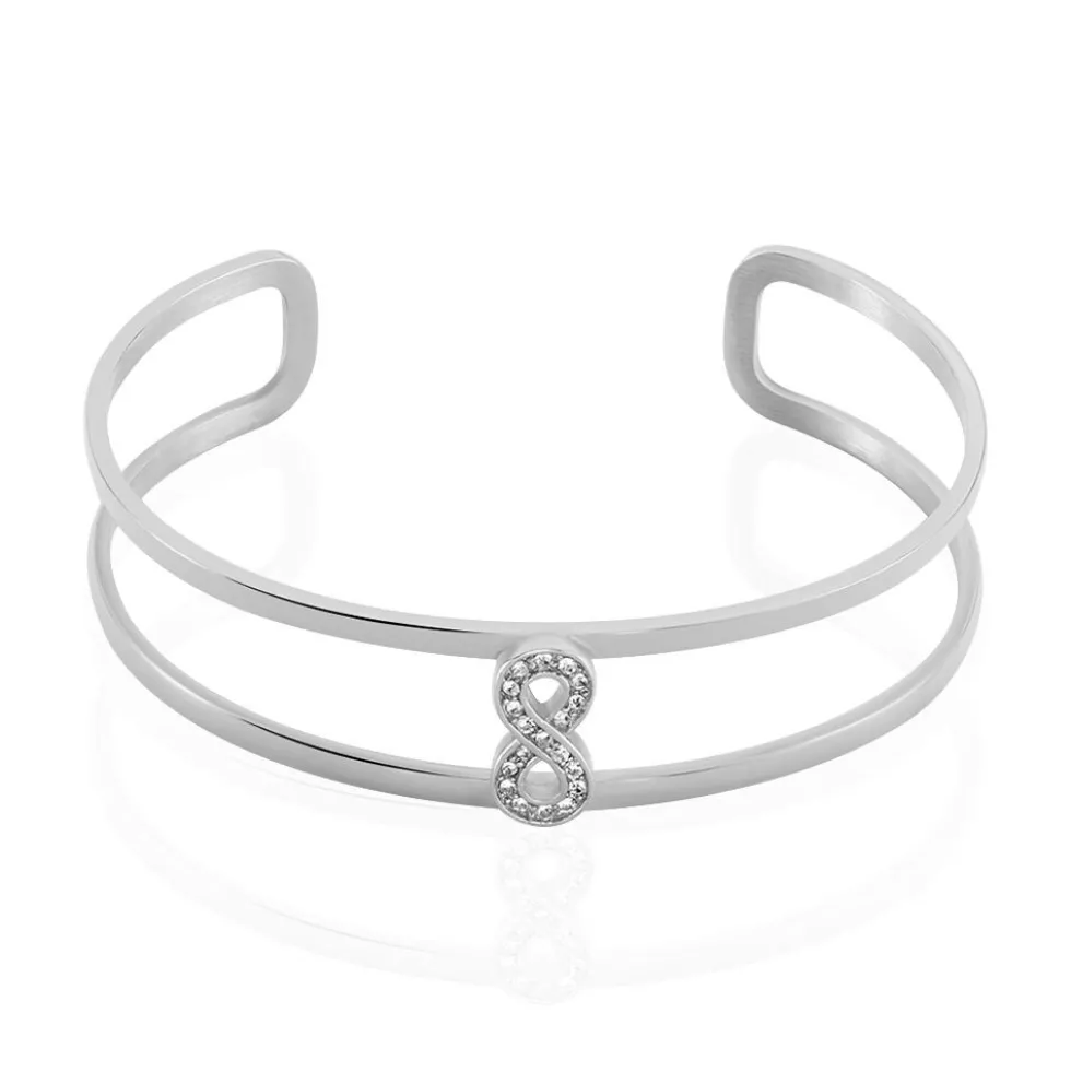 Bracelet Jonc Imagine Agnes Acier Blanc Cristal