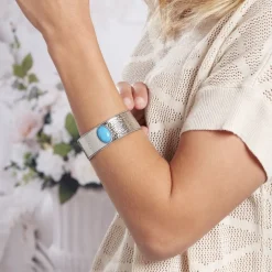 Bracelet Jonc Imagine Tiffany Acier Blanc Pierre De Synthese