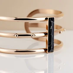 Bracelet Jonc Medina Acier Rose Pierre De Synthese