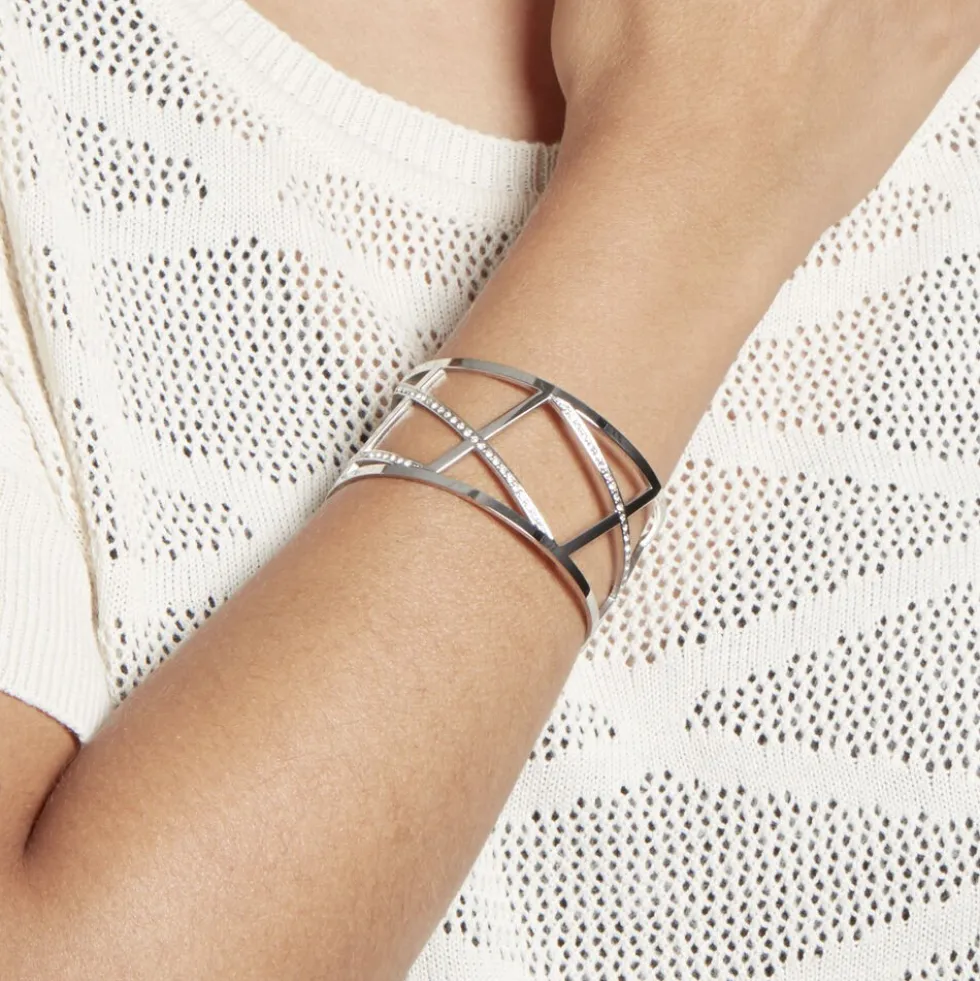 Bracelet Jonc Melodi Acier Blanc Strass
