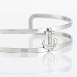 Bracelet Jonc Meysa Acier Blanc Strass